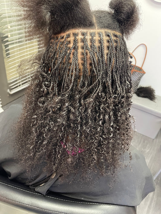 Braided locs with human extensions - Clenched Beauty